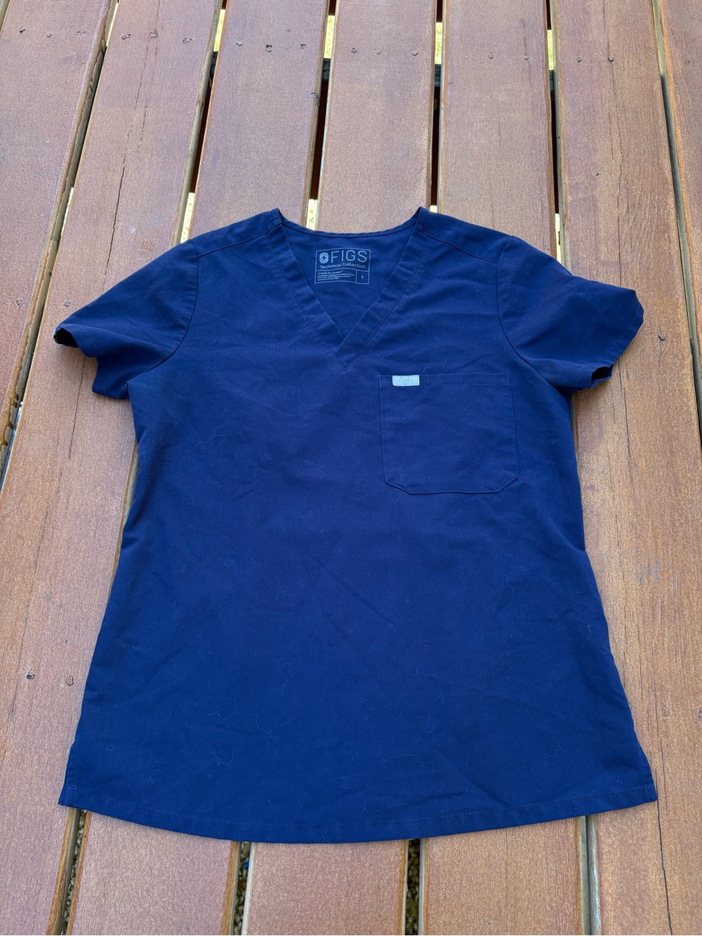 FIGS Women Navy Blue V-Neck Scrub Top Small